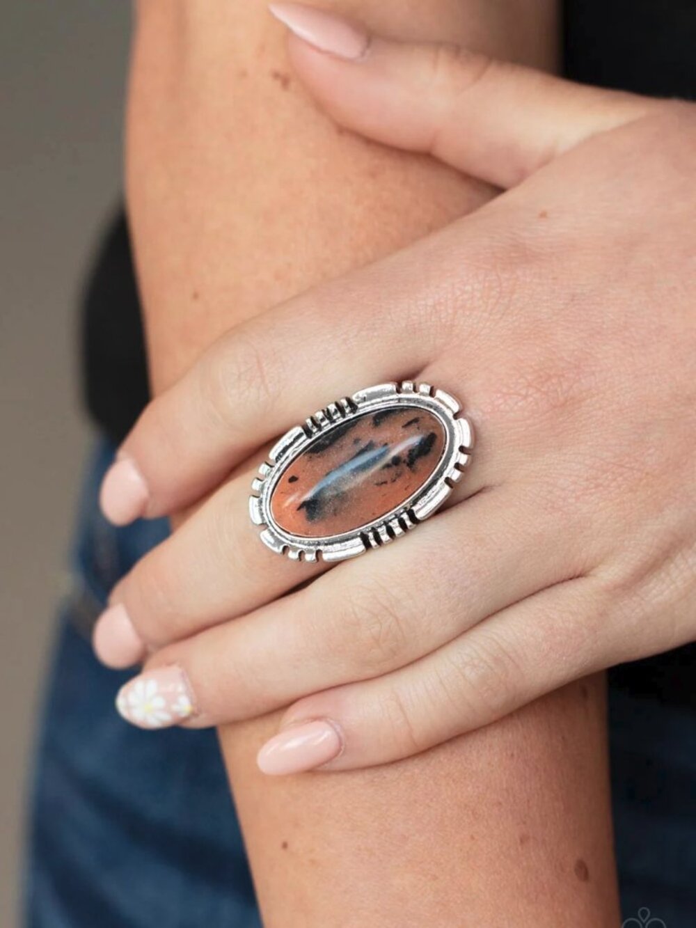 Paparazzi Jewelry Accessories - Peacefully Pioneer - Brown Ring - Vintage